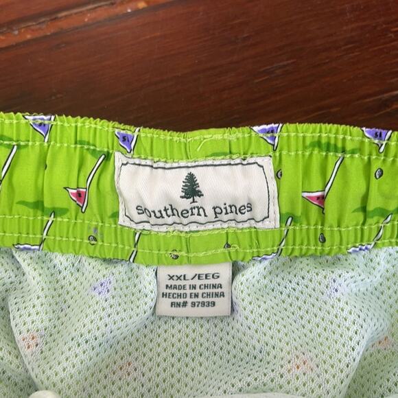 Southern Pines golf flag printed elastic waist lined swim shorts trunks sz XXL - Picture 4 of 6